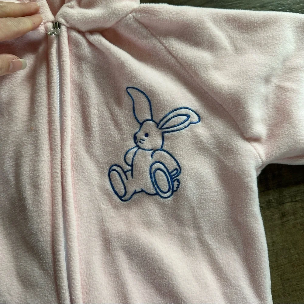 Fleece bunny costume union suit light pink
